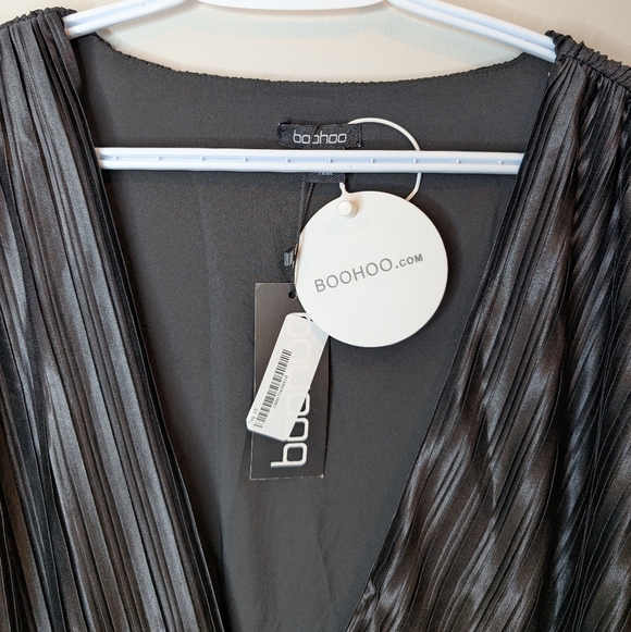 NWT Plus Black Pleated Long Sleeve Ruffle Detail Maxi Dress Size 28 Women - Picture 6 of 16